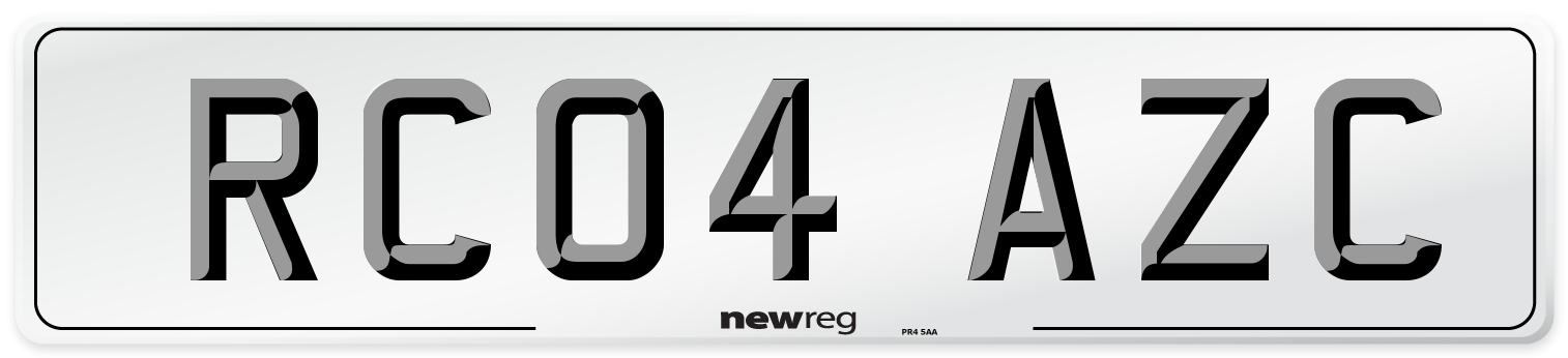 RC04 AZC Number Plate from New Reg